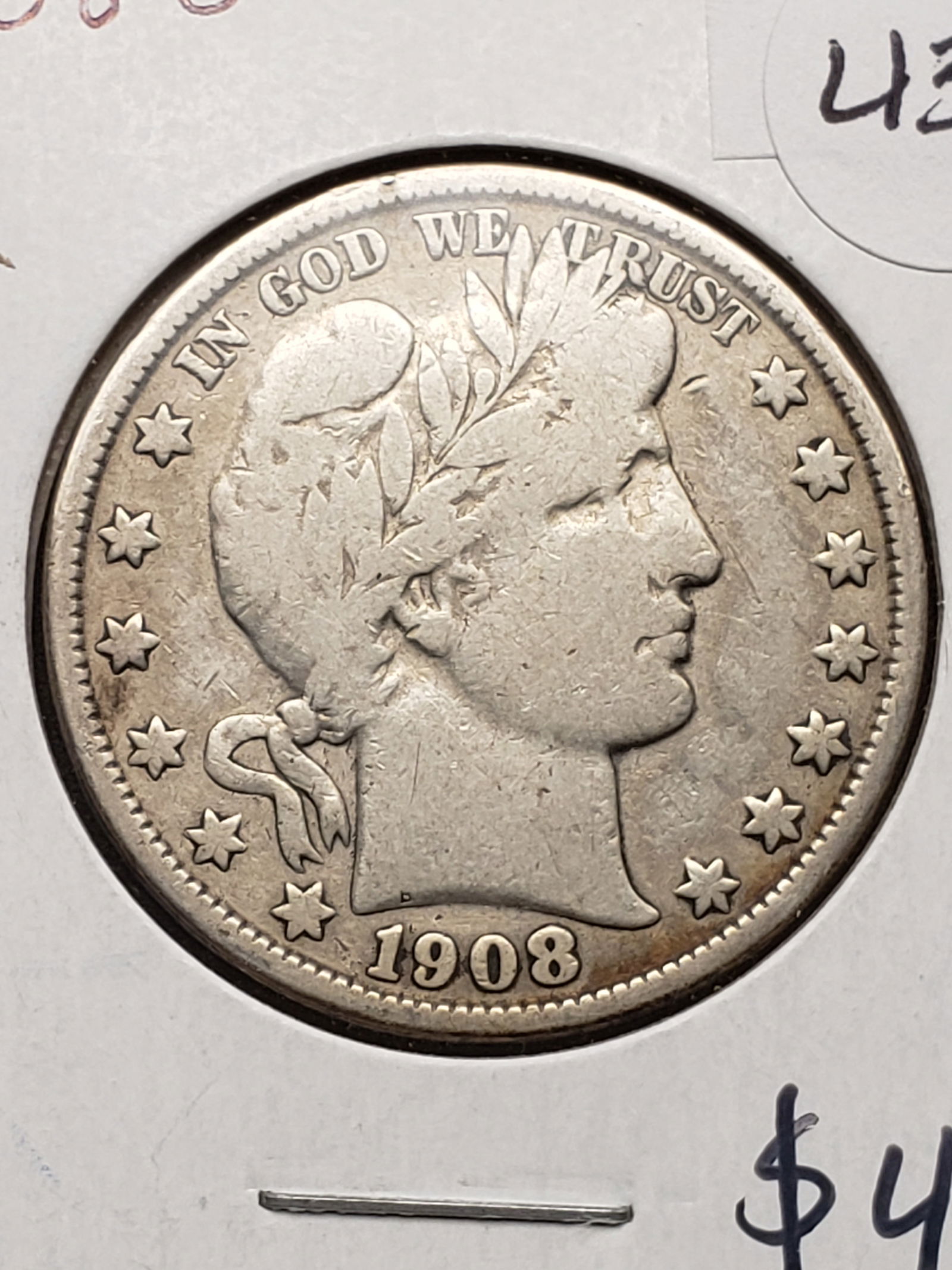 1908-O Barber Half Dollar, 90% Silver, NICE Details (1 of 3)