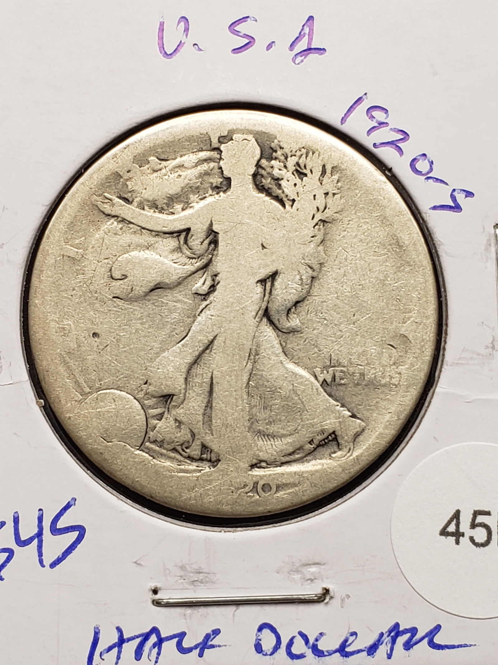 1920-S Silver Walking Liberty Half Dollar - Better Early Date! (1 of 3)