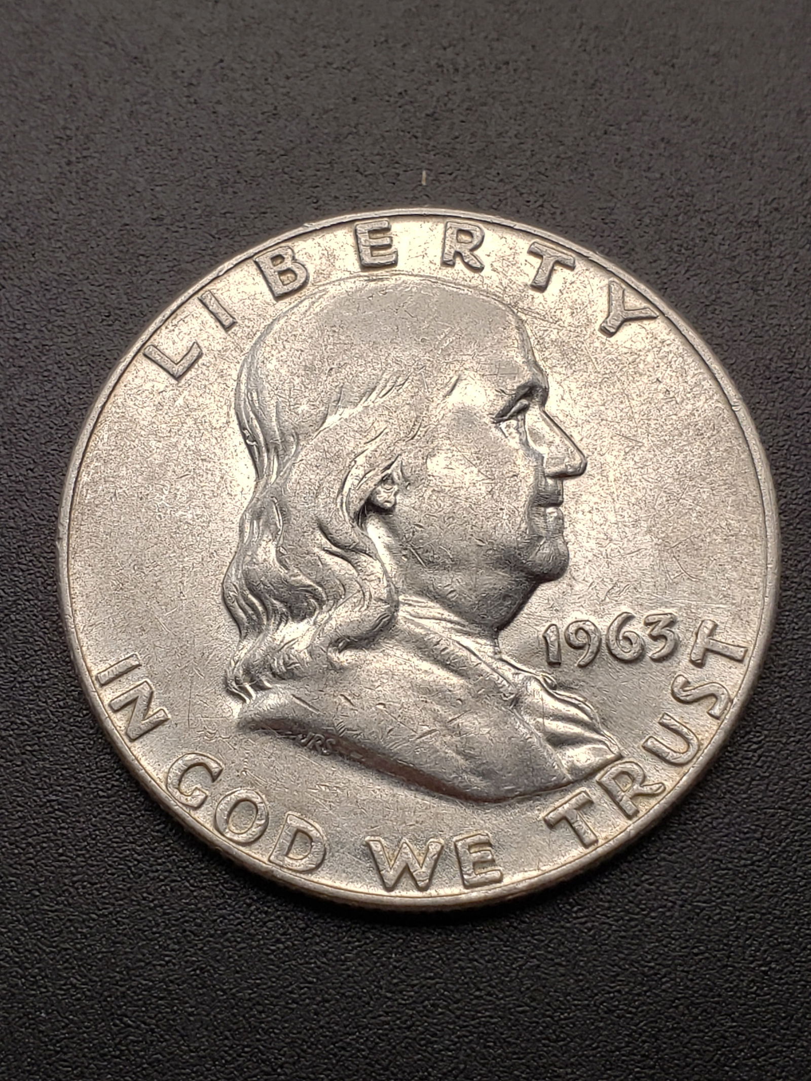 1963 D, 90% Silver, (UNC) Franklin Half, 63 Years Old (1 of 2)