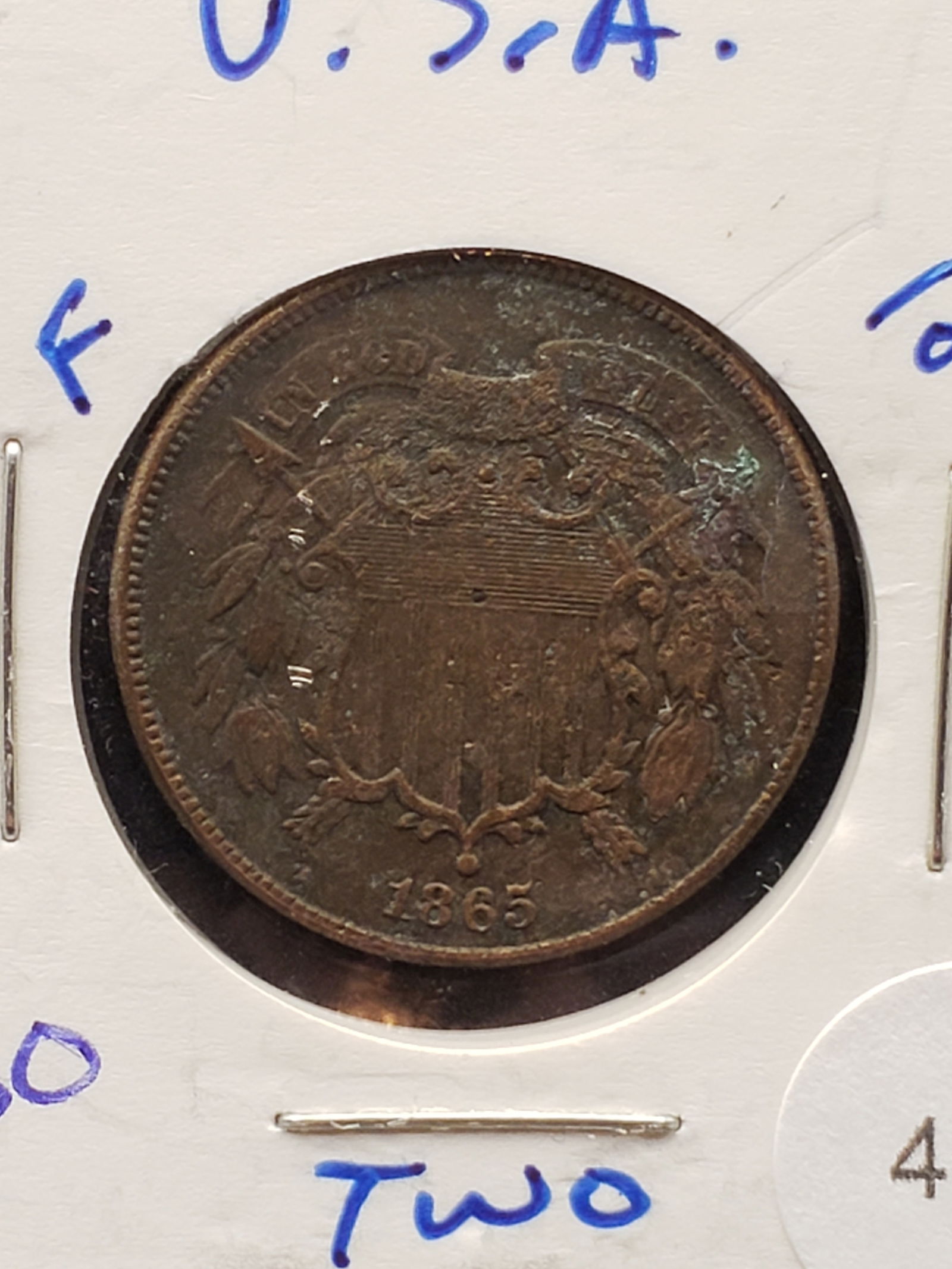 1865 Two Cent Piece - Civil War Era! (1 of 3)