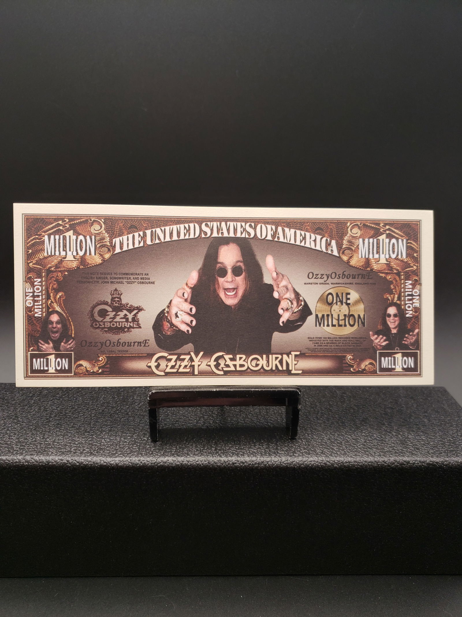 Ozzy Ozbourne- One Million Dollar Novelty Note, CRISP UNC (1 of 4)