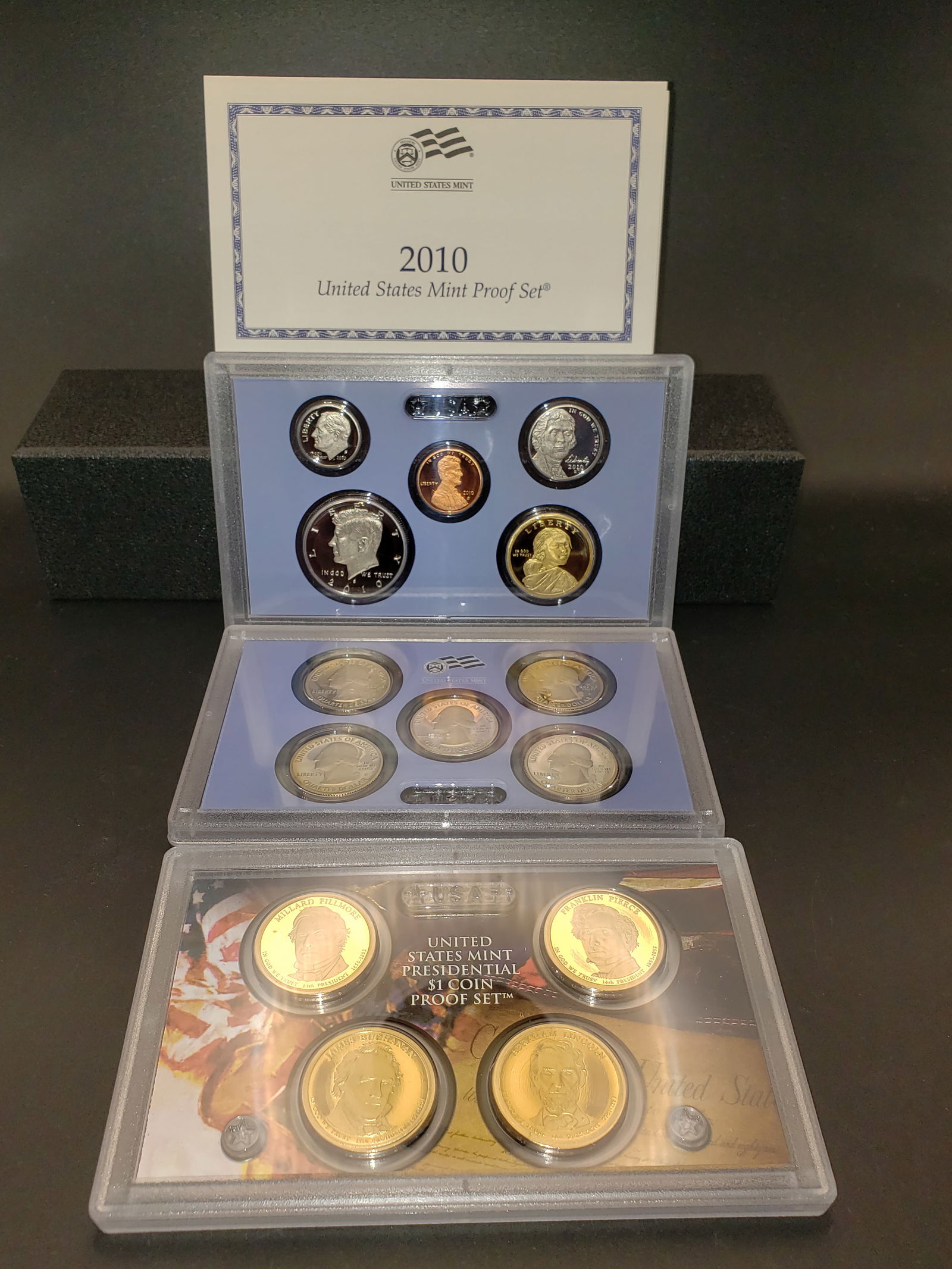 2010-S US Mint Proof Set, OGP/COA. Contains Original Coinage, ATB Quarters, Presidential Dollars, (1 of 11)