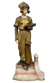 Dominique Alonzo Signed French Bronze Sculpture Titled "La Liseuse"