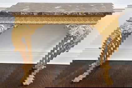 George II Style Giltwood Marble Top Console Table (2 of 2)