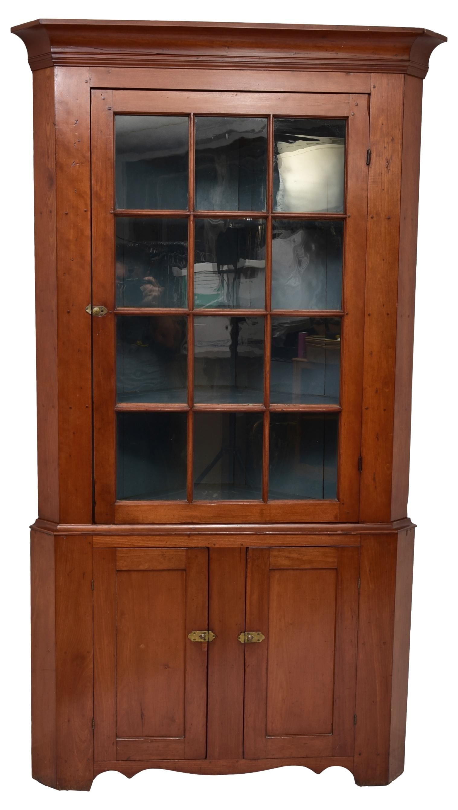 Antique Colonial Cherry Wood Corner Cupboard (1 of 14)