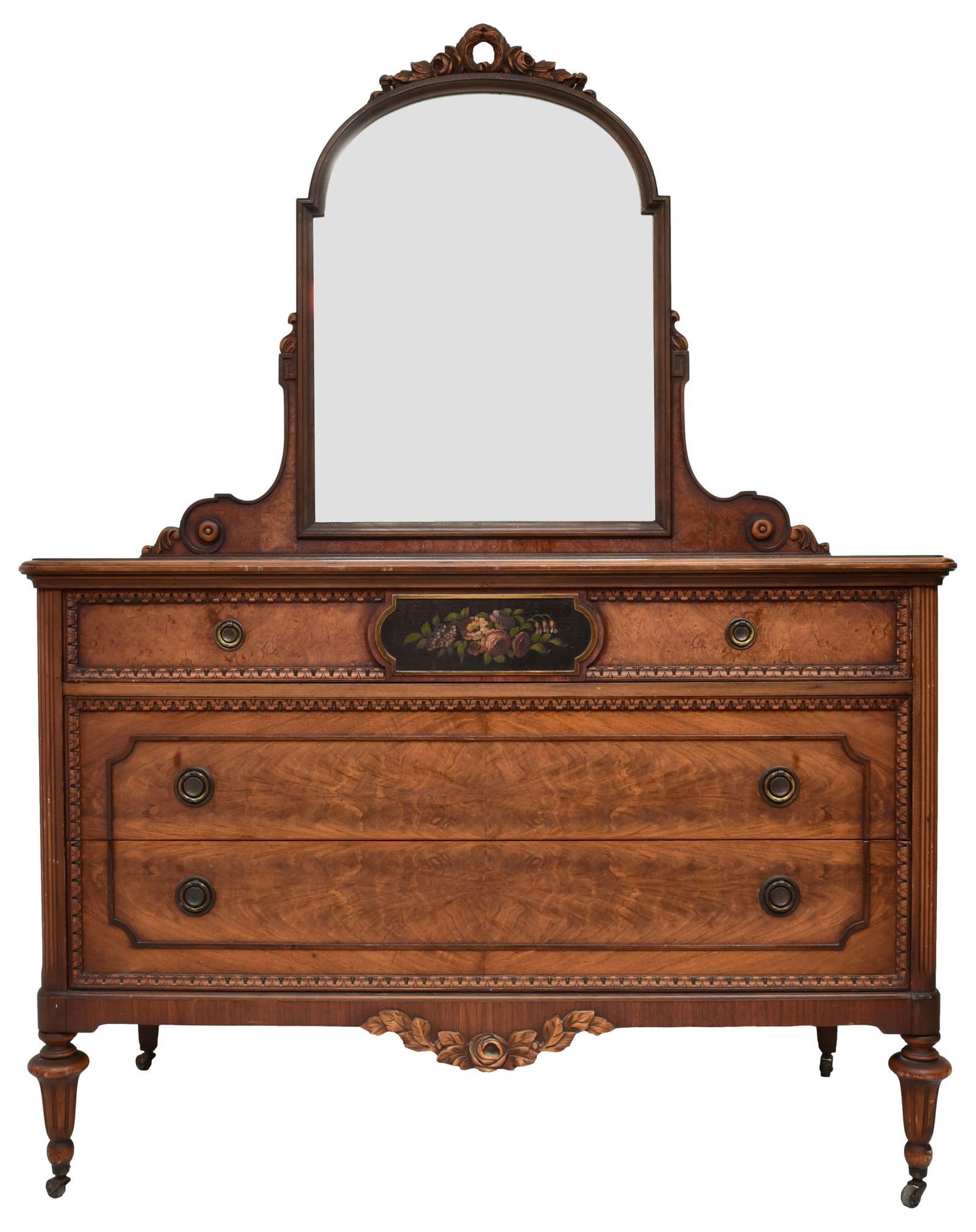 Berkey & Gay Mid 20th Century Burled Walnut Dresser with Mirror (1 of 19)