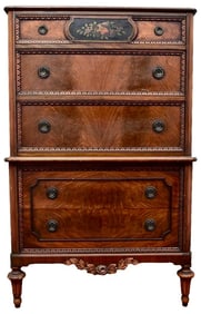Berkey & Gay Mid 20th Century Burled Walnut Chest Of Drawers