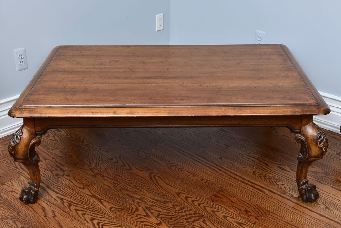 Ralph Lauren Penrose Georgian Carved Walnut Cocktail Table (1 of 8)