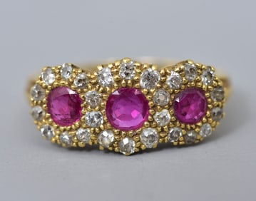 18K Yellow Gold Ruby and Diamond Ring with $7,850 Appraisal