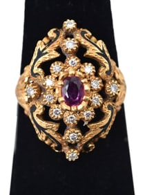 19K Yellow Gold Ruby and Diamond Ring with $2,250 Appraisal