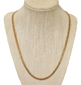 22K Yellow Gold Cuban Link Chain Necklace