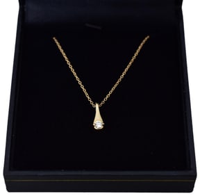 14K Yellow Gold Chain and Diamond Pendant Necklace