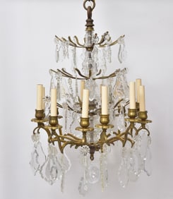 19th Century French Bronze and Crystal Chandelier