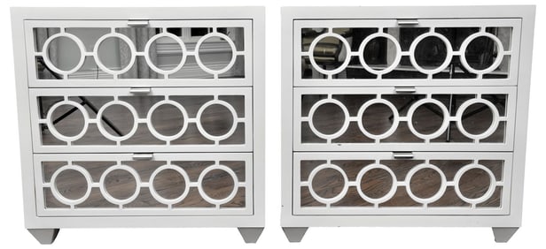 Worlds Away Ava Mirrored Lacquered Cabinets