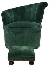 Emerald Flair Velvet Chair with Footstool