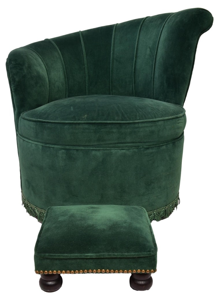 Emerald Flair Velvet Chair with Footstool (1 of 10)