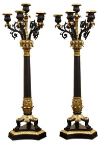 Pair Of Charles X Bronze Ormolu Candelabras