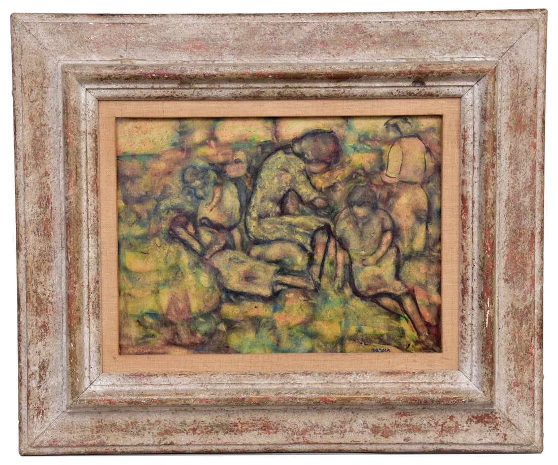 Faibich Schraga Zarfin (Russian, 1899-1975) Signed Oil on Board Painting: Dimensions: - Framed: 20"H x 16 3/4"W - Sight: 12"H X 9"W The Arts Auction House offers local delivery to Manhattan, Connecticut and Westchester for most items excluding very large furniture. For a pr
