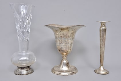 Collection of Sterling Silver Weighted Vases