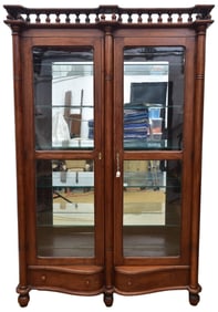Late 19th Century Walnut Two Door Mirrored Cabinet