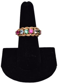 14K Yellow Gold Multi-Colored Gemstone Ring