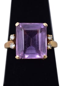 Merrin 14K Yellow Gold Amethyst and Diamond Ring