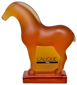 Lalique Crystal Amber Tang Horse Figurine