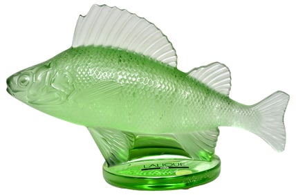 Lalique Green Crystal Perche Fish Sculpture