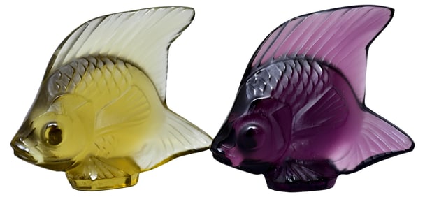 Pair of Lalique Crystal Fish Sculptures