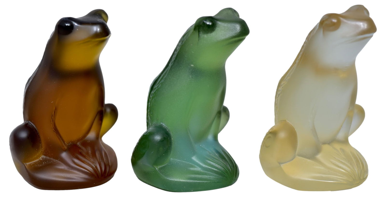 Set of Three Lalique Crystal Rainette Frog Figurines (1 of 9)