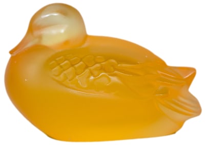 Lalique Amber Crystal Duck Figurine