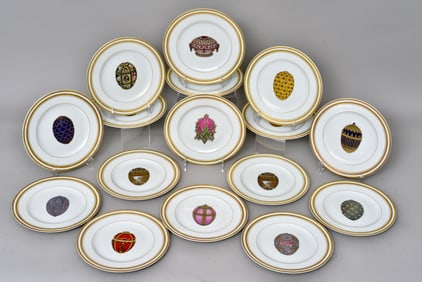 Set Of 16 Limoges Faberge Imperial Egg plates