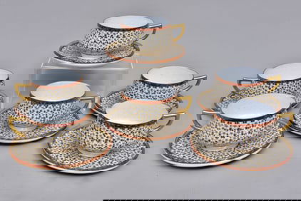 Japanese Kutani Eggshell Porcelain Cups and Saucers
