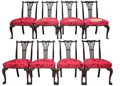 Set of 8 Chippendale Style Mahogany Dining Chairs