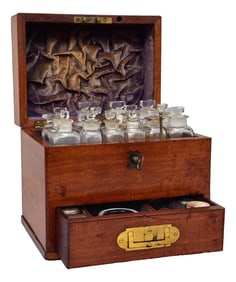English 19th Century Cased Traveling Apothecary Set