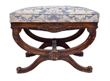 Henredon Empire Style Bench with Upholstered Seat
