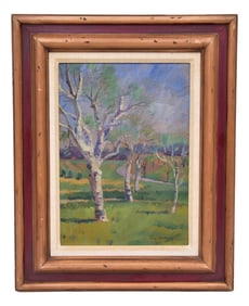 Signed Edwin Kaufman Landscape Oil on Board Painting