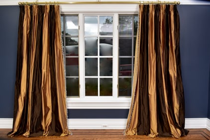 Pair of Striped Silk Drapes