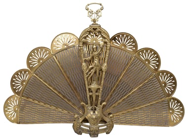 Fan Shaped Brass Fireplace Screen