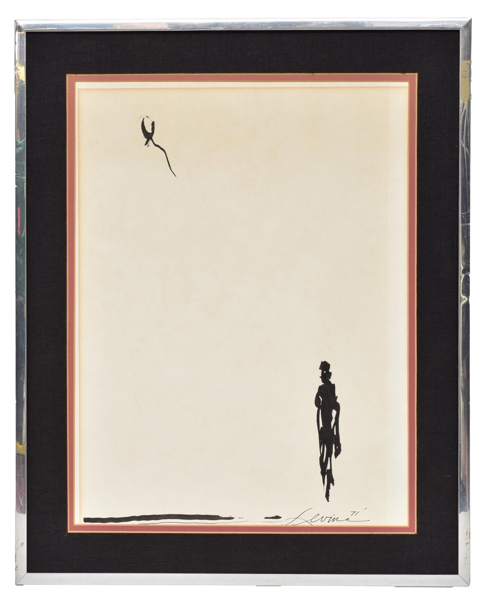 Bruce Levine Signed Pen and Ink "Boy with Balloon": Dimensions: Framed: 25 3/4"H x 20 3/4"W Sight: 21 1/4"H x 15 1/2"W The Arts Auction House offers local delivery to Manhattan, Connecticut and Westchester for most items excluding very large furniture.