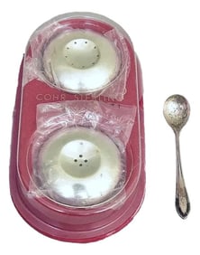 Cohr Hans Hansen Danish Sterling Silver Salt Cellars With Spoon