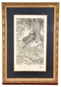 Antique Etching Titled Isaac Walton by William Harry Warren Bicknell