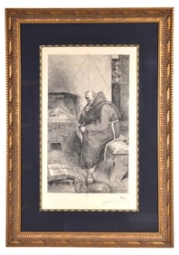 Antique Etching Titled Roger Bacon by William Harry Warren Bicknell