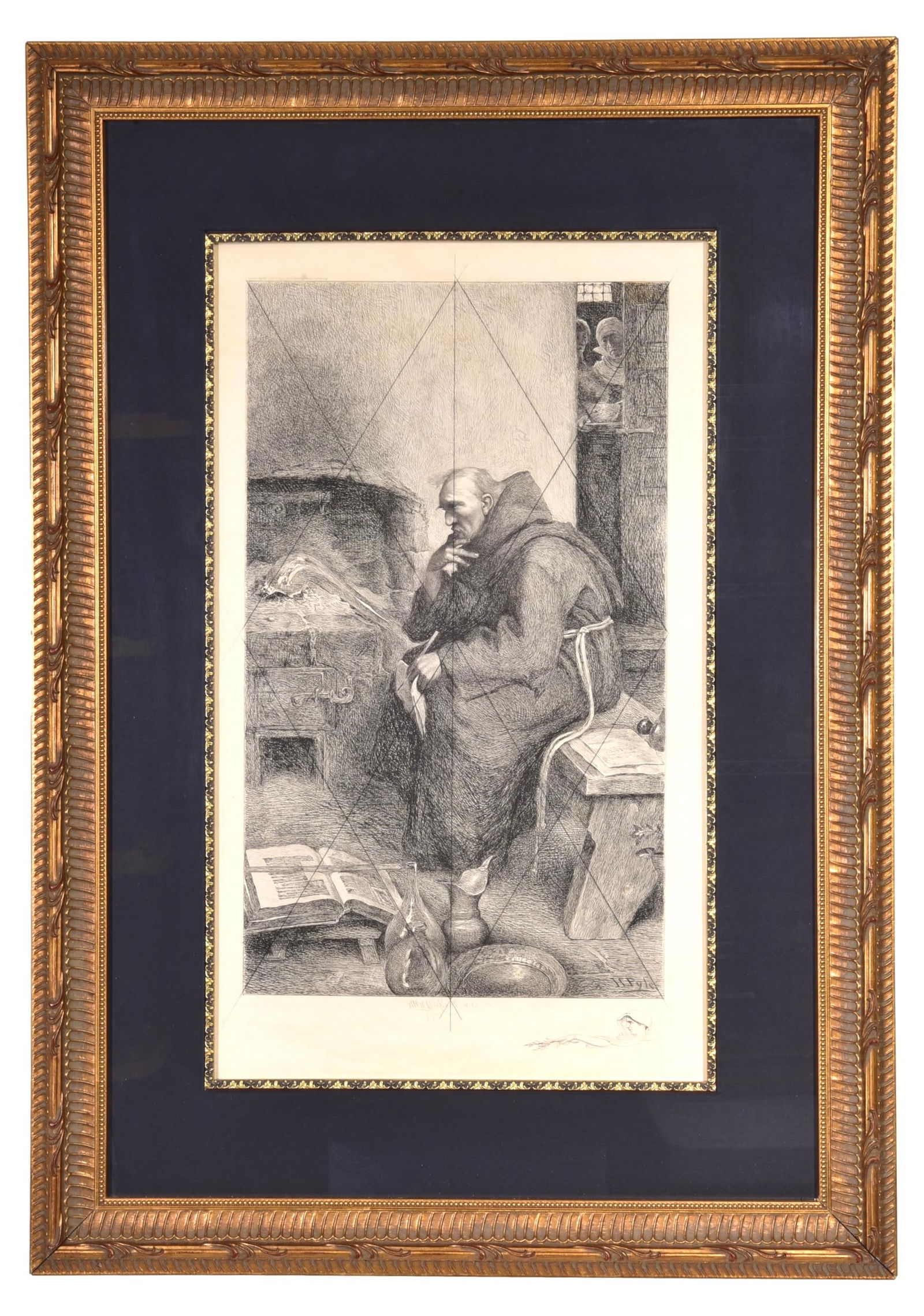 Antique Etching Titled Roger Bacon by William Harry Warren Bicknell (1 of 8)