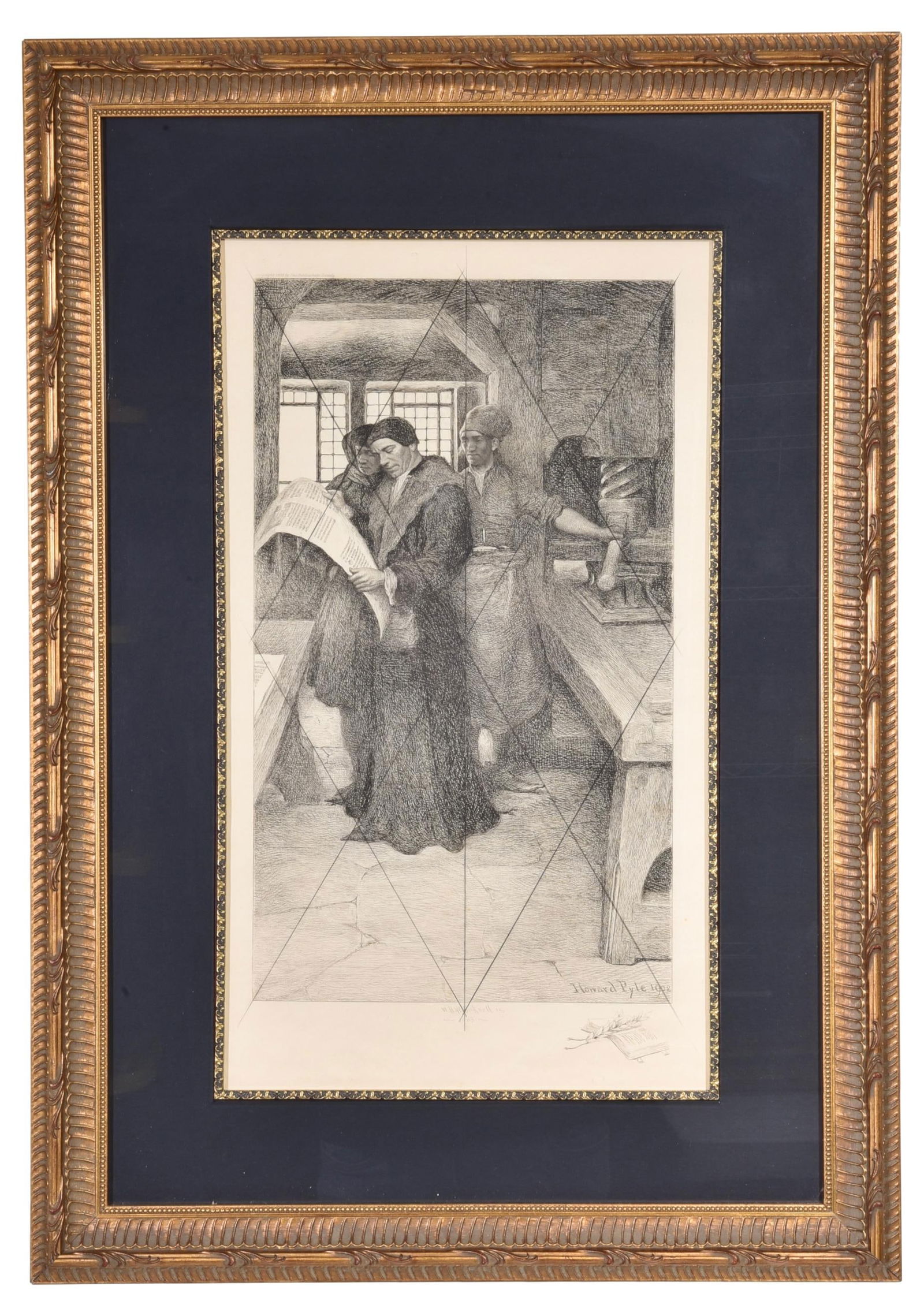 Antique Etching Titled William Caxton by William Harry Warren Bicknell (1 of 7)