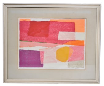 Signed Minoru Saito (Japanese, 20th Century) Abstract Artist Proof Color Silkscreen