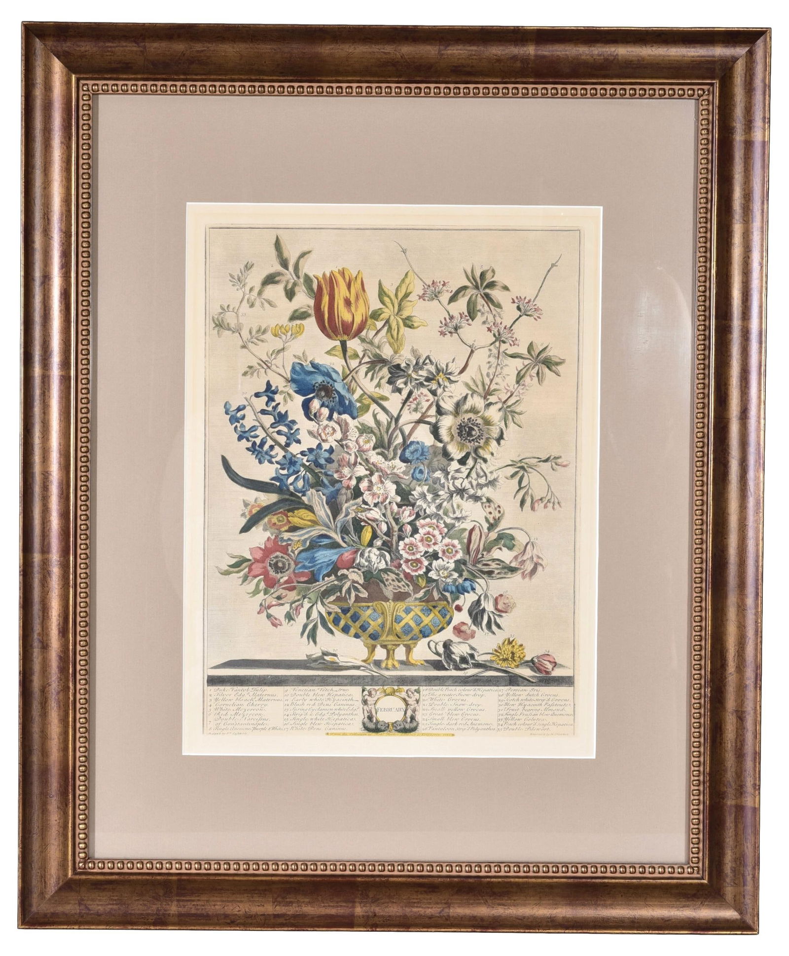 February Bouquet Framed Engraving by Robert Furber (1 of 7)