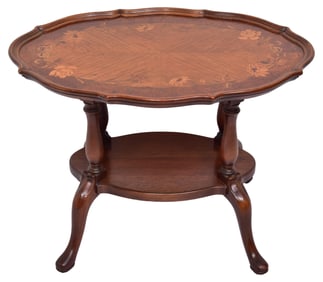Double Tiered Oval Inlaid Mahogany Table