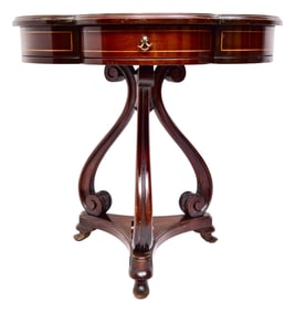 Scalloped Edge Accent Table with Banded Top