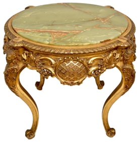 Gilt Rococo Figural Marble Top Table
